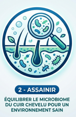 Élimination de l'excès de sébum et des micro-inflammations qui étouffent la racine.