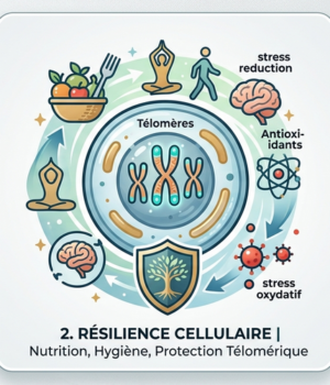 Protocoles nutritionnels et d'hygiène de vie pour contrer le stress oxydatif, protéger vos télomères, vos fonctions cognitives et votre mémoire des effets du stress.